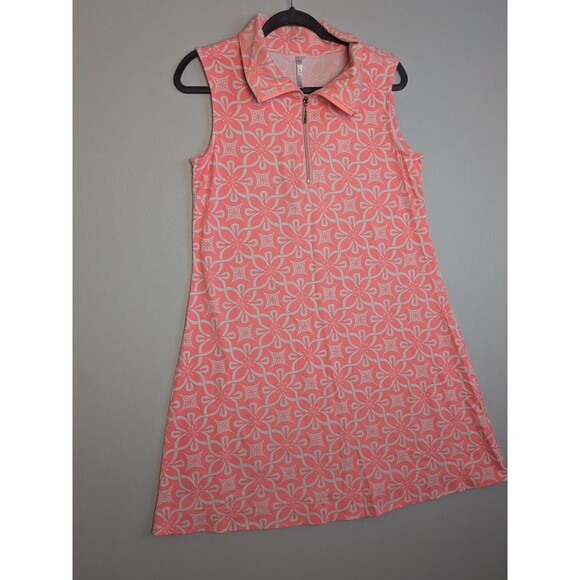 Lulu B Sleeveless Swing Dress Womens Large SPF Fabric Pink Floral Stretchy Beach - Picture 4 of 14